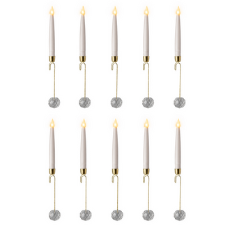 Ensemble de 10 bougies DEL blanches avec contrepoids pour sapin