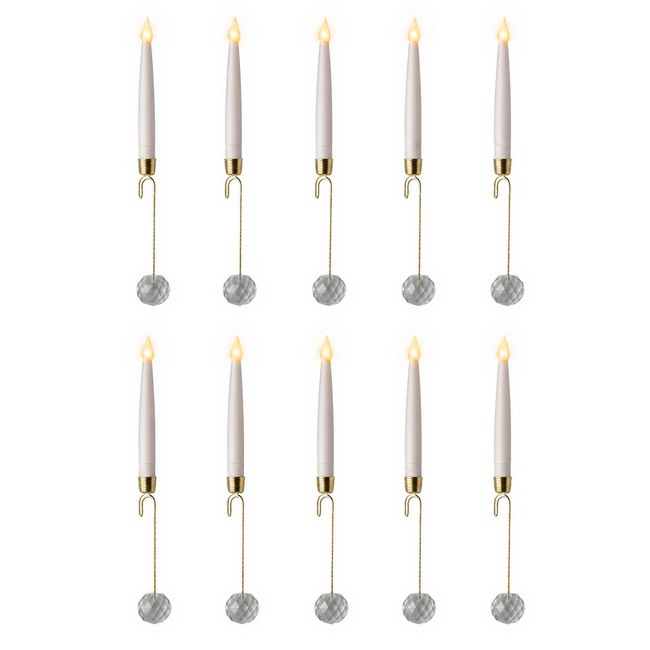 Ensemble de 10 bougies DEL blanches avec contrepoids pour sapin