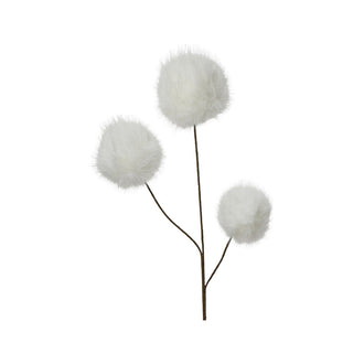 Tige décorative à boules duveteuses – Blanc