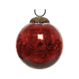 Boule de Noël en verre craquelé – Rouge