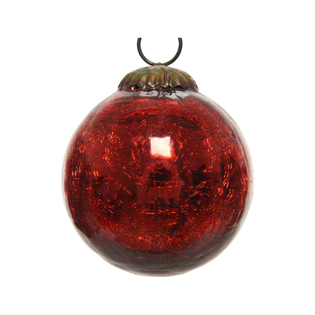 Boule de Noël en verre craquelé – Rouge