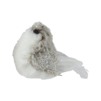 Oiseau de Noël sur clip – Blanc et gris · Modèle 2