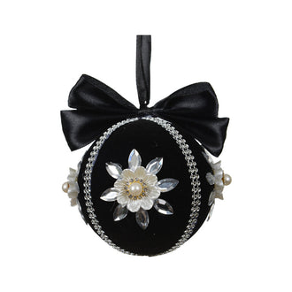 Boule de Noël couture – Fleur perlée