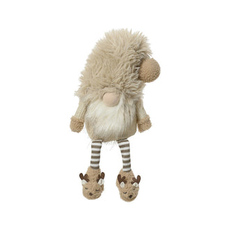 Gnome de Noël en textile – Jambes rayées · Crème / Multicolore