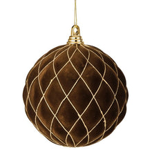 Boules de Noël en velours matelassé – Chocolat – 200 mm