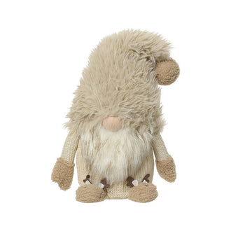 Gnome de Noël en textile – Assis à longue barbe · Crème / Multicolore