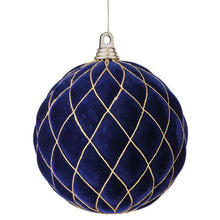 Boules de Noël en velours matelassé – Bleu minuit – 200 mm