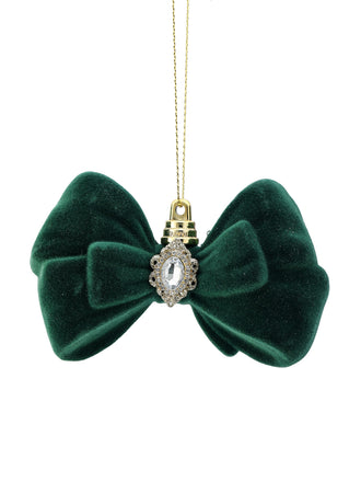 Nœud papillon décoratif floqué avec bijou – Vert
