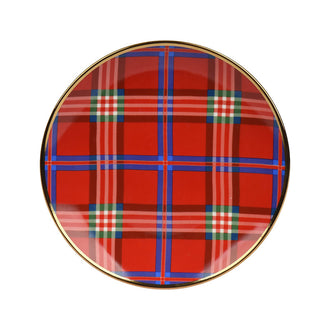 Assiette de Noël en porcelaine tartan – Rouge – 20,5 cm