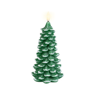 Bougie LED sapin à flamme mobile – Vert – 8,5 × 18,5 cm
