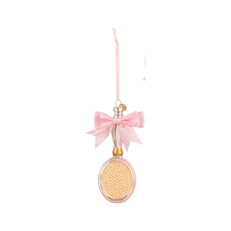 Ornement de Noël beauté en verre – Brosse à cheveux · Rose pâle