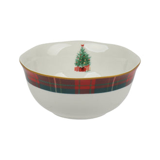 Bol de Noël avec sapin et tartan – Blanc