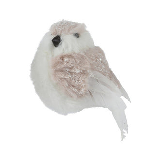 Oiseau de Noël sur clip – Blanc et rose poudré · Modèle 2