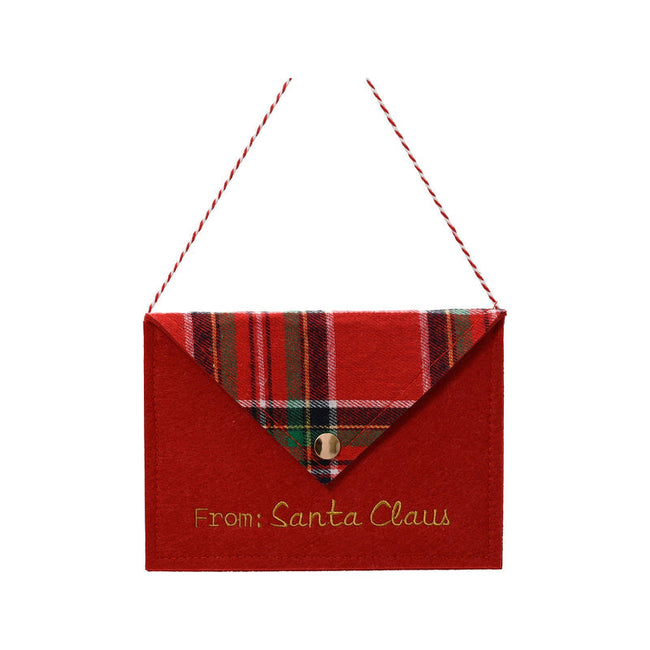 Enveloppe du Père Noël en feutre – Tartan rouge