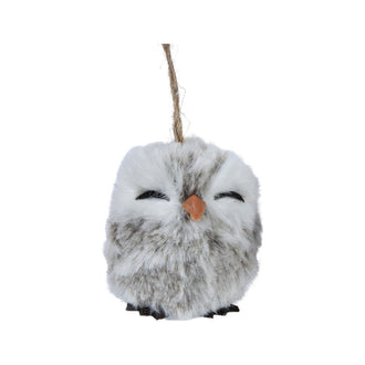 Ornement hibou de Noël – Modèle 1 · Gris / Blanc