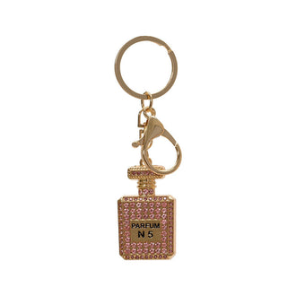 Porte-clés bijou à strass – Flacon de parfum · Doré
