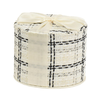 Boîte cadeau décorative en tweed – Ivoire et noir – 14 × 11 cm