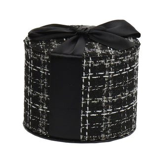 Boîte cadeau décorative en tweed – Noir et blanc – 14 × 11 cm