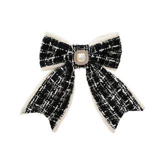 Nœud de Noël sur clip à strass – Noir – Petit