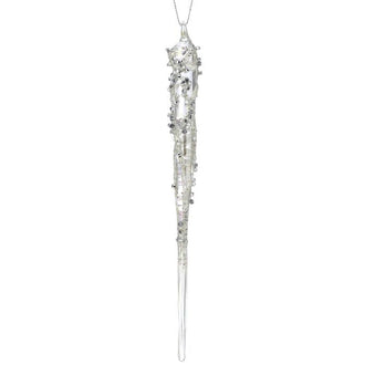 Ornement stalactite de Noël givré – Argent givré