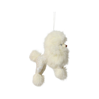 Ornement caniche en fausse fourrure – Crème