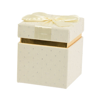Boîte cadeau décorative en velours côtelé – Crème – 12,5 × 12,5 × 14,5 cm