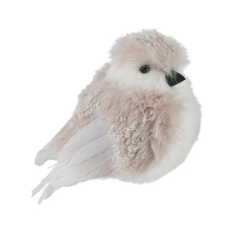 Oiseau de Noël sur clip – Blanc et rose poudré · Modèle 1