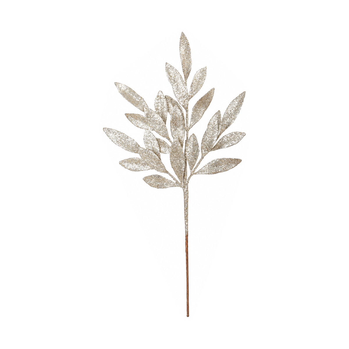 Tige décorative de feuilles de laurier — champagne — fini pailleté