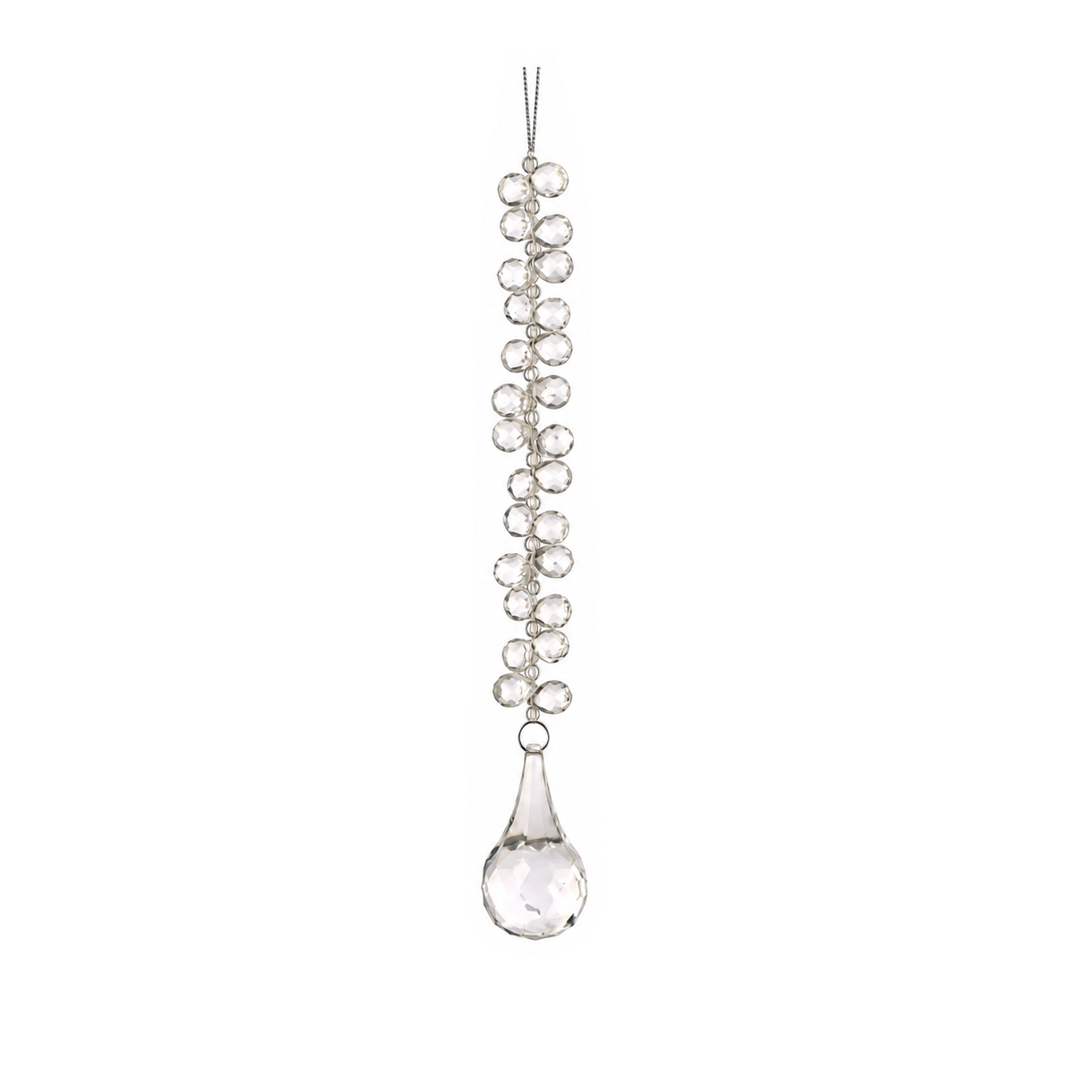 Ornement de Noël transparent à perles – Goutte arrondie