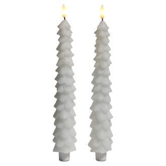 Duo de bougies sapin sans flamme – Blanc