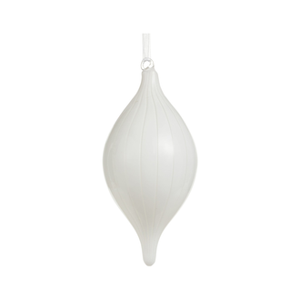 Ornement de Noël blanc à rayures – Goutte allongée