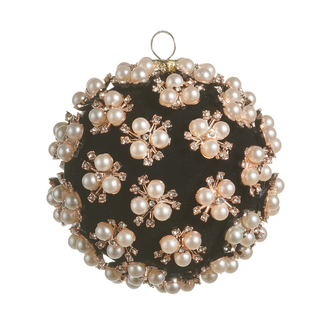 Boule de Noël ornée de perles – Noir · Motifs perlés — 4 po