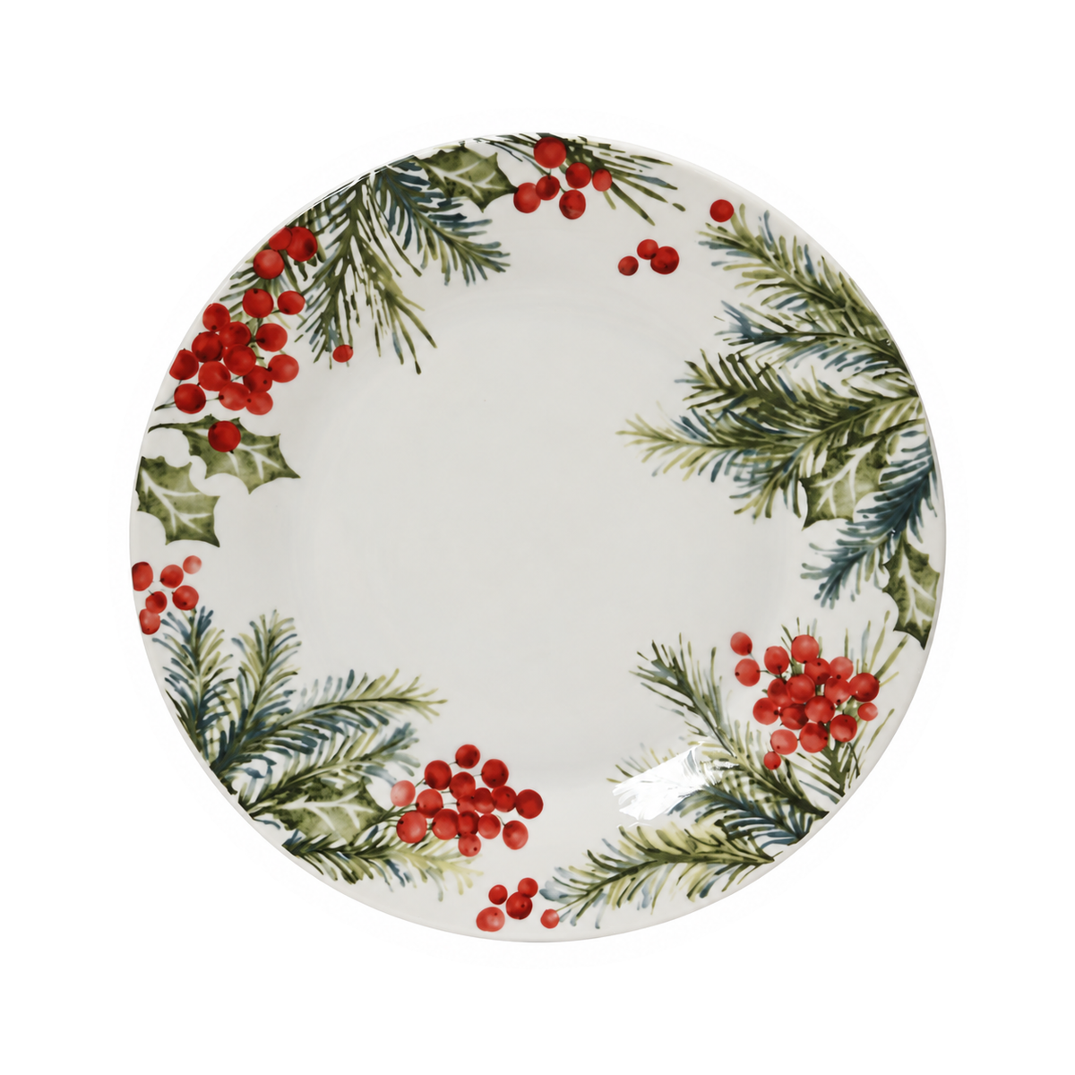 Assiette de Noël en porcelaine avec baies – Blanc / Multicolore