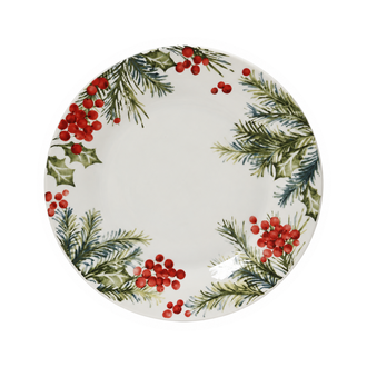 Assiette de Noël en porcelaine avec baies – Blanc / Multicolore