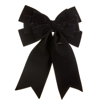 Boucle de Noël en velours noir à doubles ailes