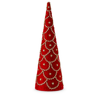 Sapin décoratif de Noël orné de bijoux – Rouge – 18 po