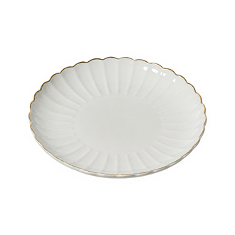 Assiette de Noël cannelée à bord doré – Blanc / Doré