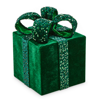 Cadeau décoratif de Noël à sequins – Vert – 12 po