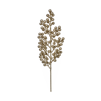 Tige décorative pailletée à baies – Champagne et or