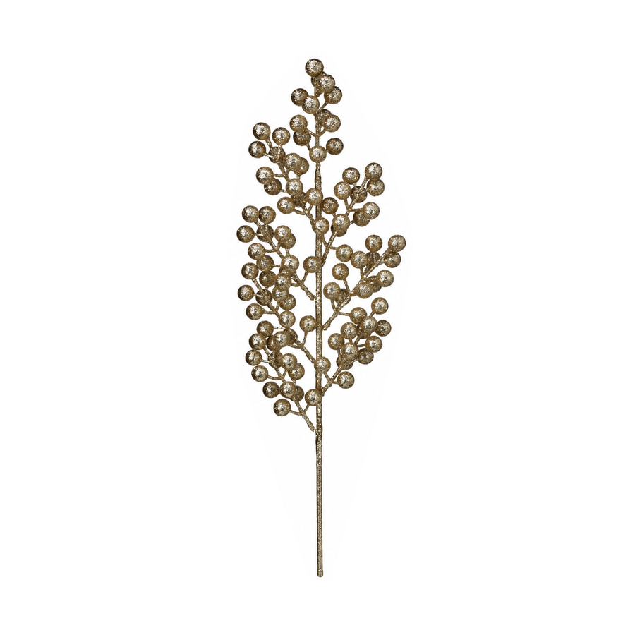 Tige décorative pailletée à baies – Champagne et or