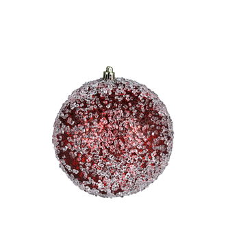 Boule de Noël à texture grêlée et pailletée — bordeaux