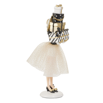 Figurine de Noël – Achats des Fêtes – Ivoire / Noir / Doré