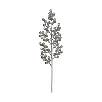 Tige décorative pailletée à baies – Argent