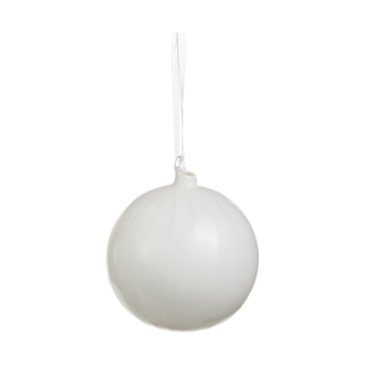 Ornement de Noël blanc à rayures – Boule