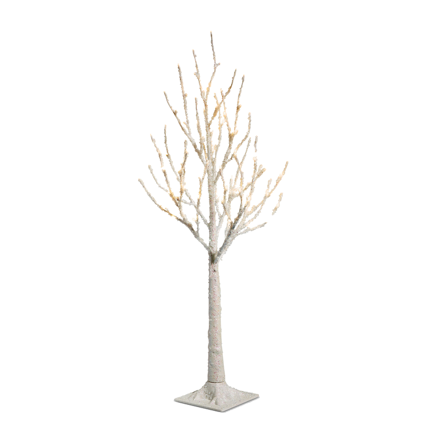 Arbre de Noël blanc givré lumineux – 3,5 pi