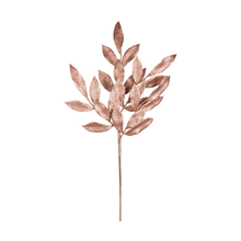 Tige décorative de feuilles de laurier — or rose — fini pailleté