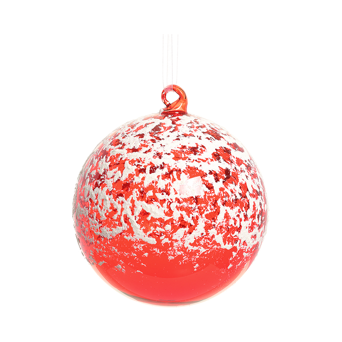 Boule de verre rouge enneigée — 4.75 pouces