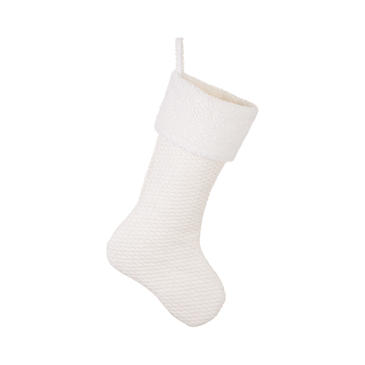 Bas de Noël en fourrure blanche – 20 po