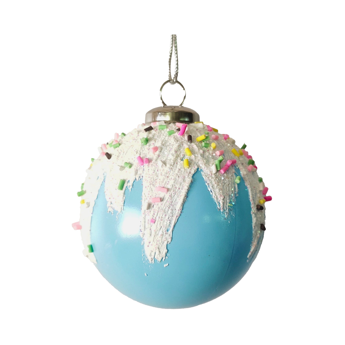 Boule bleue glaçage pailleté 3,15''