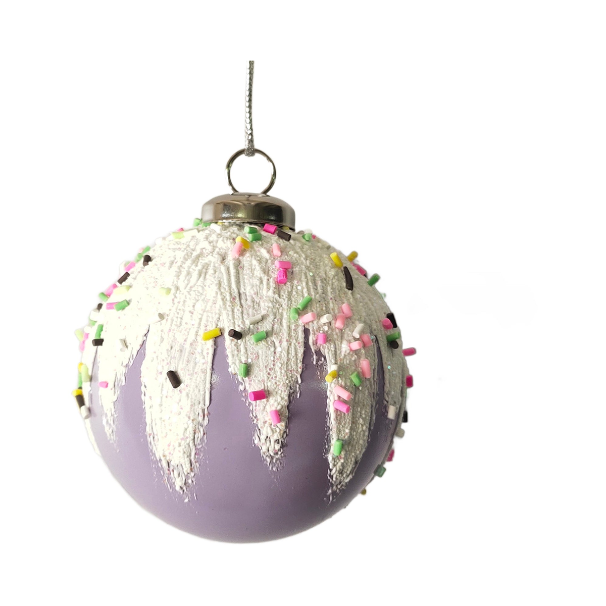 Boule violette glaçage pailleté 3,15''